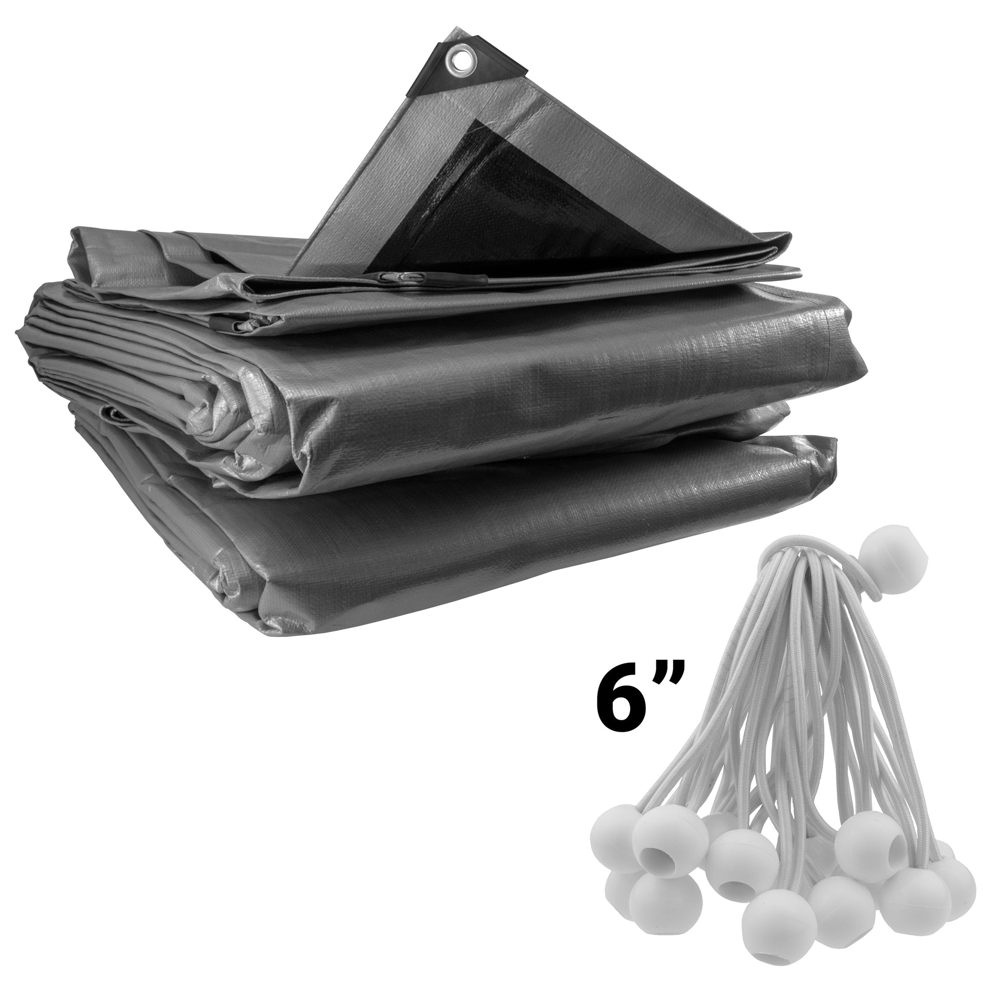 Silver XL-Grade Tarpaulin with 20 x 6" Bungee Balls (White) - Best4Trade-Retail Tarpaulins