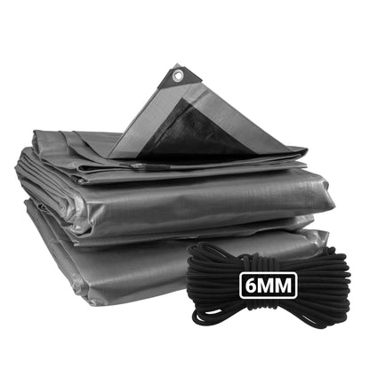 Silver XL-Grade Tarpaulin with 10 Metres of 6mm Bungee Rope - Best4Trade-Retail Tarpaulins
