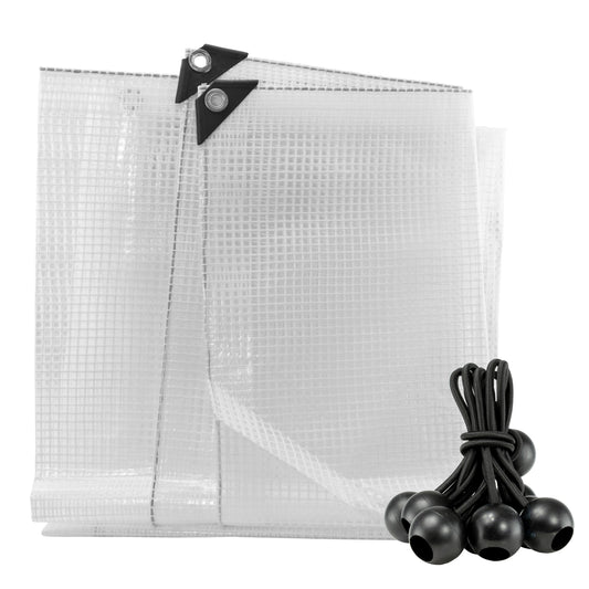 Clear XL-Grade Tarpaulin with Bungee Balls (Black) - Best4Trade-Retail Tarpaulins