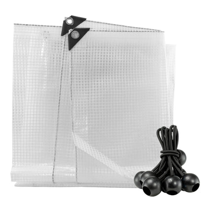 Clear XL-Grade Tarpaulin with 10 x 6" Bungee Balls (Black) - Best4Trade-Retail Tarpaulins