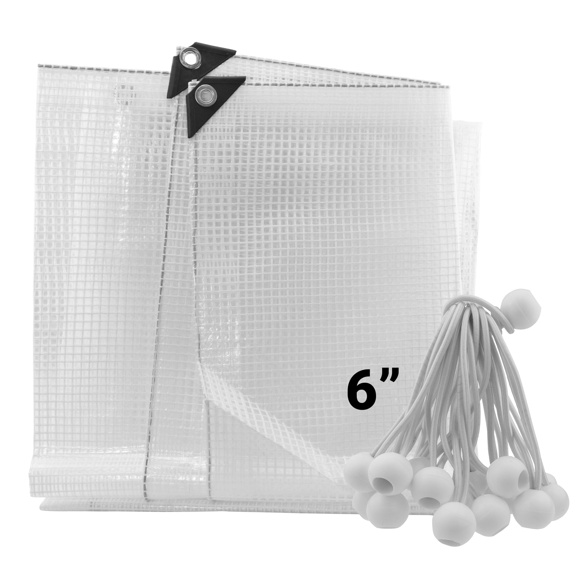 Clear XL-Grade Tarpaulin with 20 x 6" Bungee Balls (White) - Best4Trade-Retail Tarpaulins