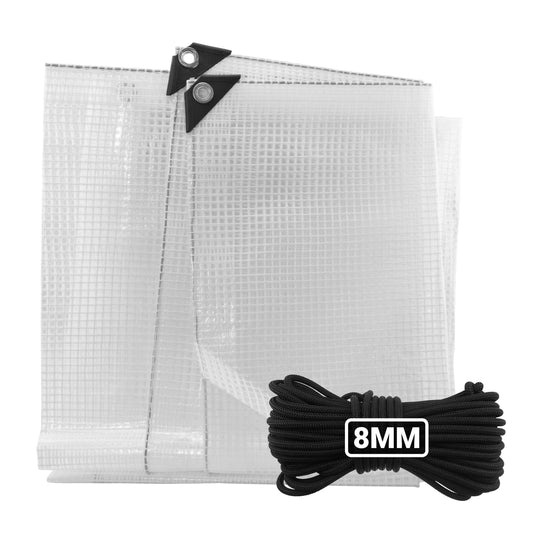 Clear XL-Grade Tarpaulin with 10 Metres of 8mm Bungee Rope - Best4Trade-Retail Tarpaulins