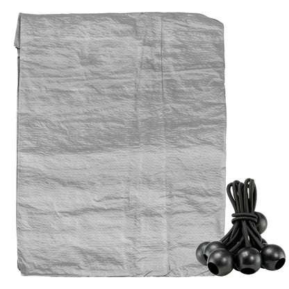 Grey S-Grade Tarpaulin with 10 x Bungee Balls (Black) - Best4Trade-Retail Tarpaulins