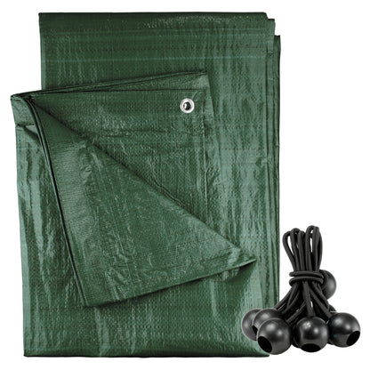 Green M-Grade Tarpaulin with 10 x 6" Bungee Balls (Black) - Best4Trade-Retail Tarpaulins