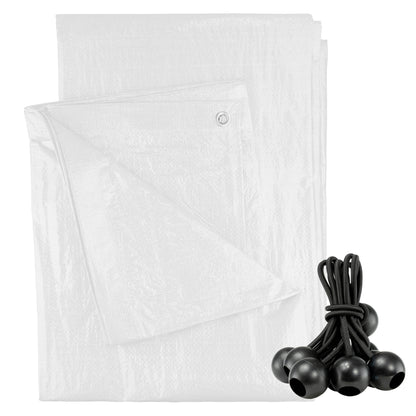 White M-Grade Tarpaulin with 10 x Bungee Balls (Black) - Best4Trade-Retail Tarpaulins