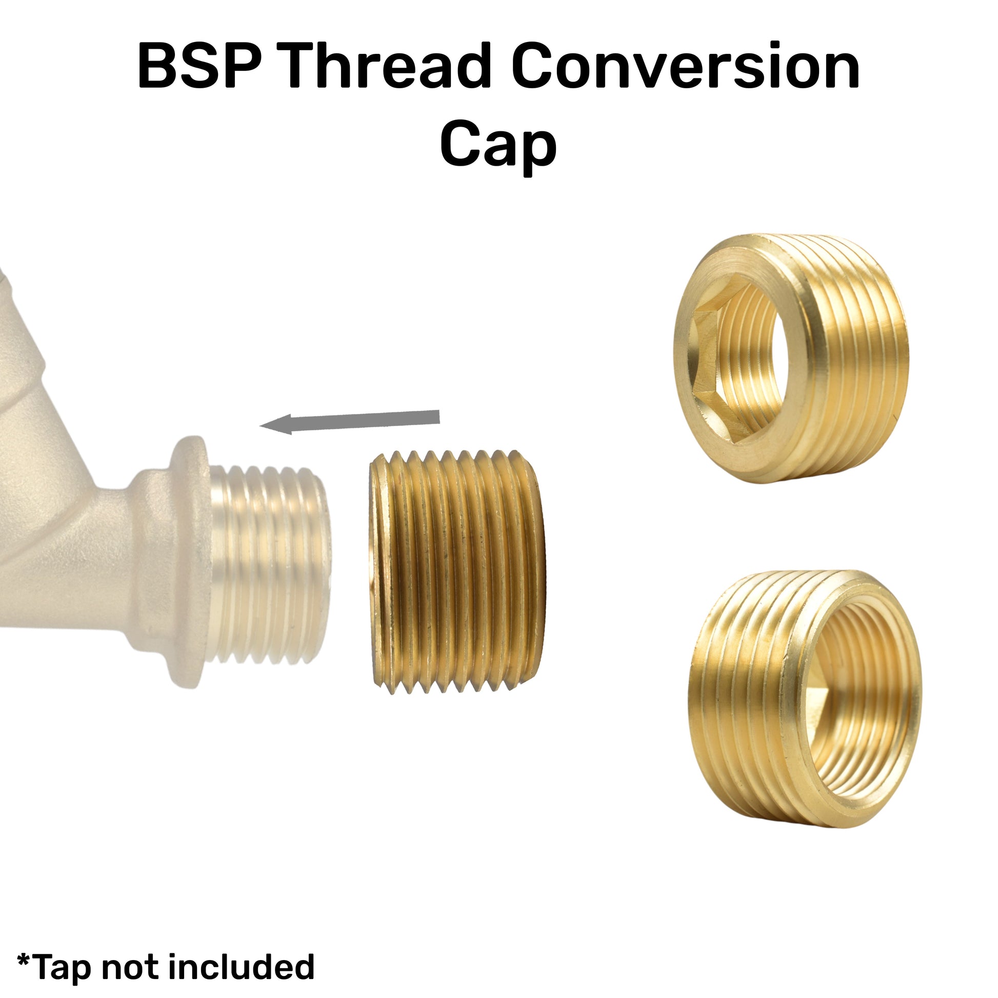 Thread Conversion Cap 3/4" BSPM - 1/2" BSPF, Brass - Best4Trade-Retail Garden watering