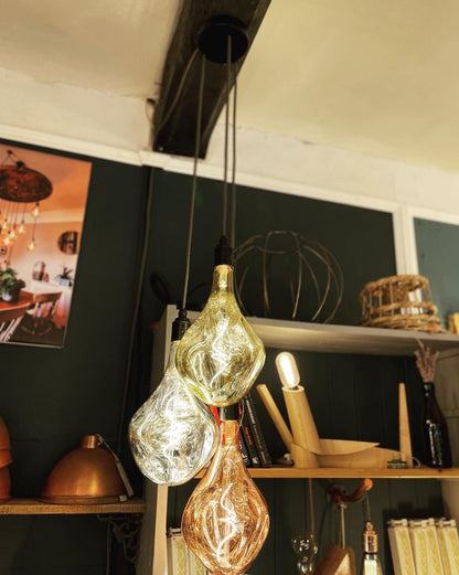 Triple Cluster Pendant Light with Tri Colour Organic Evo Bulbs | Kitchen Island & Stairwell Lighting UK
