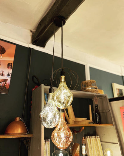 Triple Cluster Pendant Light with Tri Colour Organic Evo Bulbs | Kitchen Island & Stairwell Lighting UK