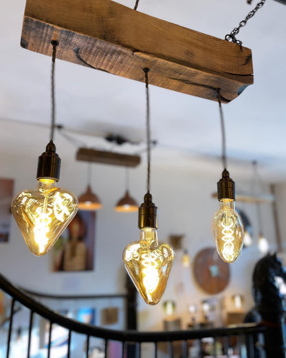 Triple Pendant Light with Heart Bulbs | Romantic Kitchen & Dining Lighting UK