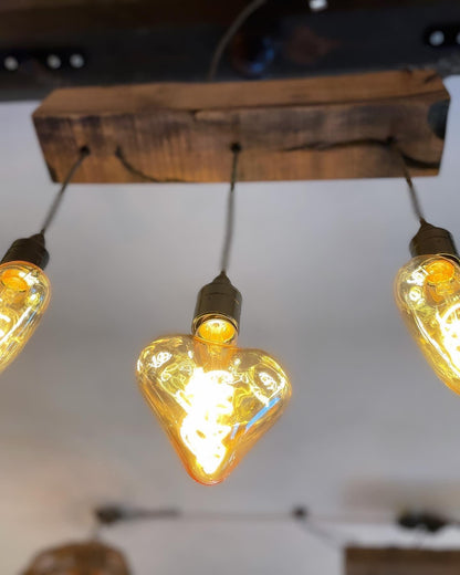 Triple Pendant Light with Heart Bulbs | Romantic Kitchen & Dining Lighting UK