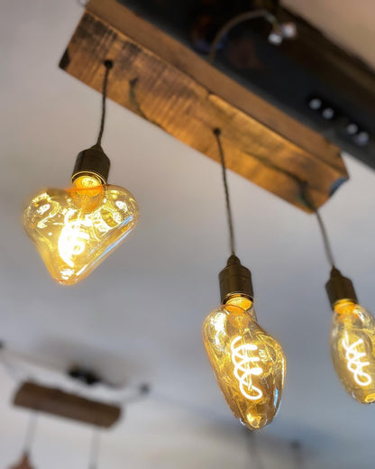 Triple Pendant Light with Heart Bulbs | Romantic Kitchen & Dining Lighting UK
