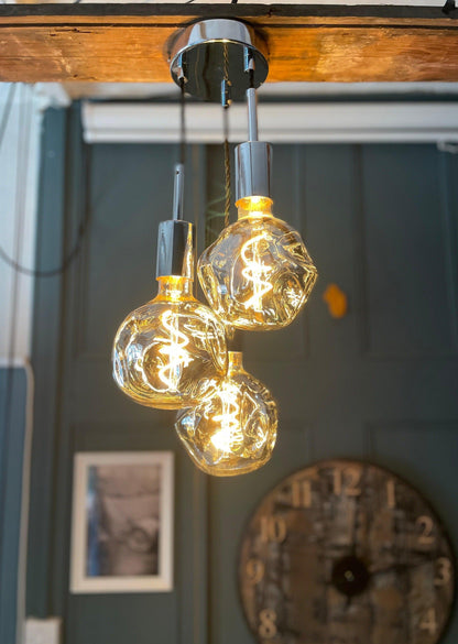 Triple Cluster Pendant Light with Organic Neo Bulbs | Kitchen Island & Stairwell Lighting UK