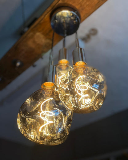 Triple Cluster Pendant Light with Organic Neo Bulbs | Kitchen Island & Stairwell Lighting UK