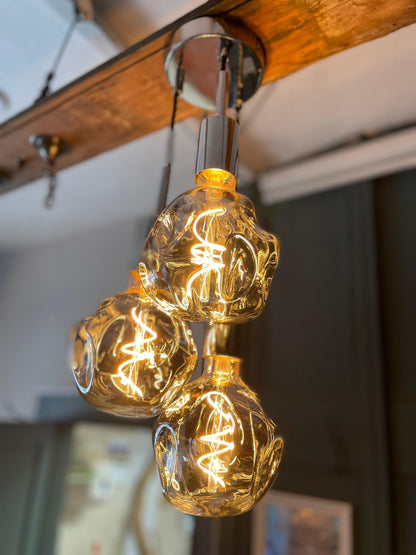 Triple Cluster Pendant Light with Organic Neo Bulbs | Kitchen Island & Stairwell Lighting UK