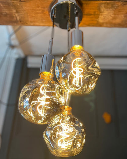 Triple Cluster Pendant Light with Organic Neo Bulbs | Kitchen Island & Stairwell Lighting UK