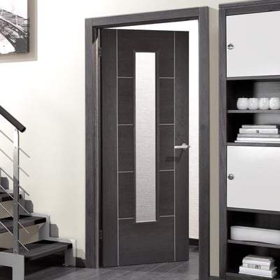 Vancouver Dark Grey Laminated 1 Glazed Clear Light Panel Interior Door - 1981mm x 762mm - LPD Doors