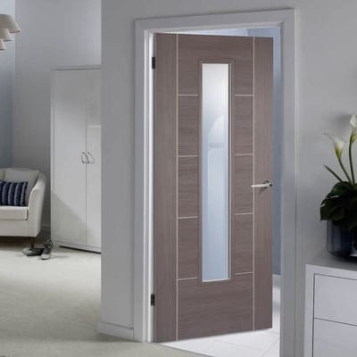 Vancouver Medium Grey Laminated 1 Glazed Clear Light Panel Interior Door - 1981mm x 838mm - LPD Doors