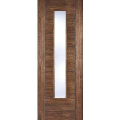 Vancouver Walnut Laminated 1 Glazed Clear Light Panel Interior Door - 1981mm x 762mm - LPD Doors
