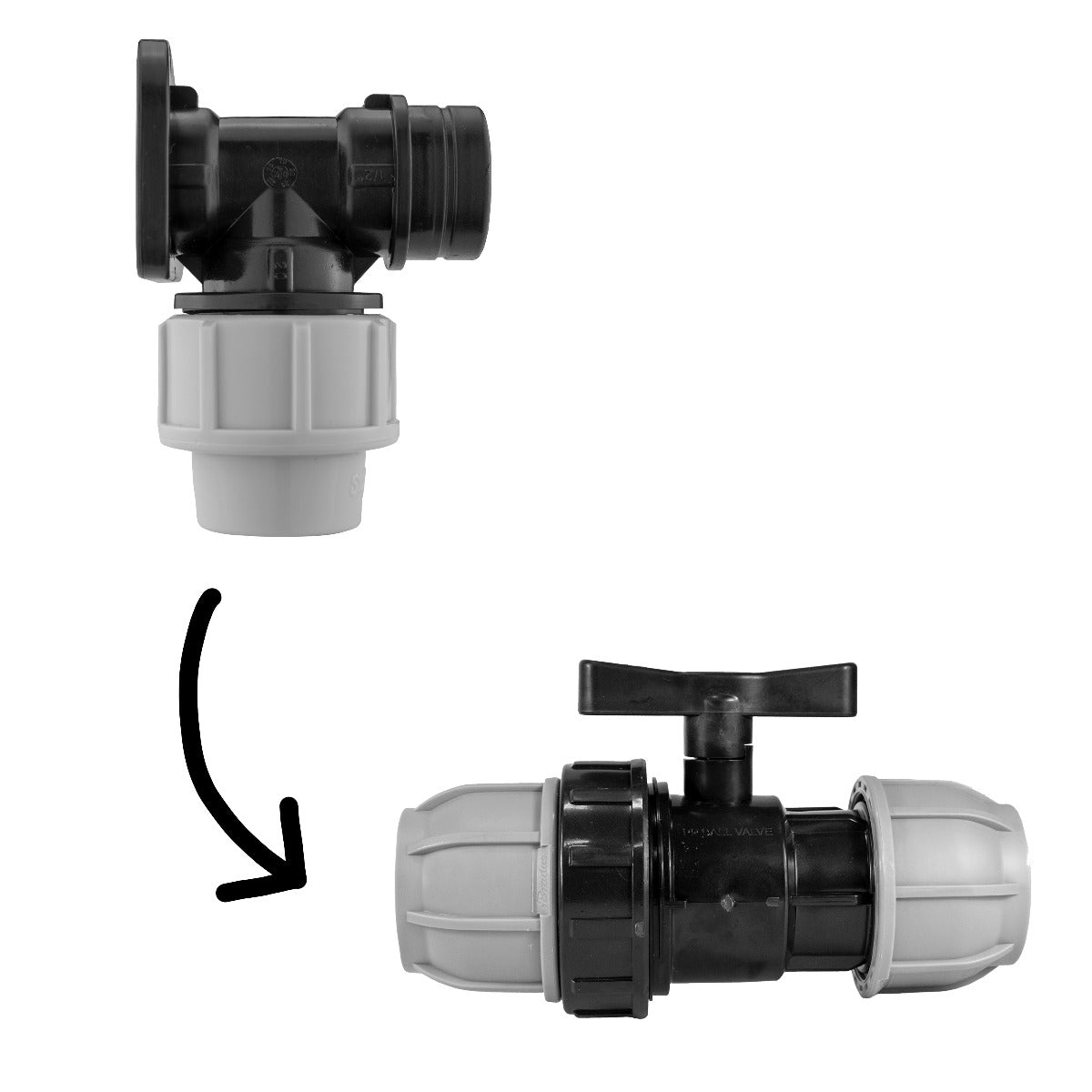 Wall Flange Kit 20mm MDPE With In-Line Valve - Best4Trade-Retail Tech Hose & Fittings
