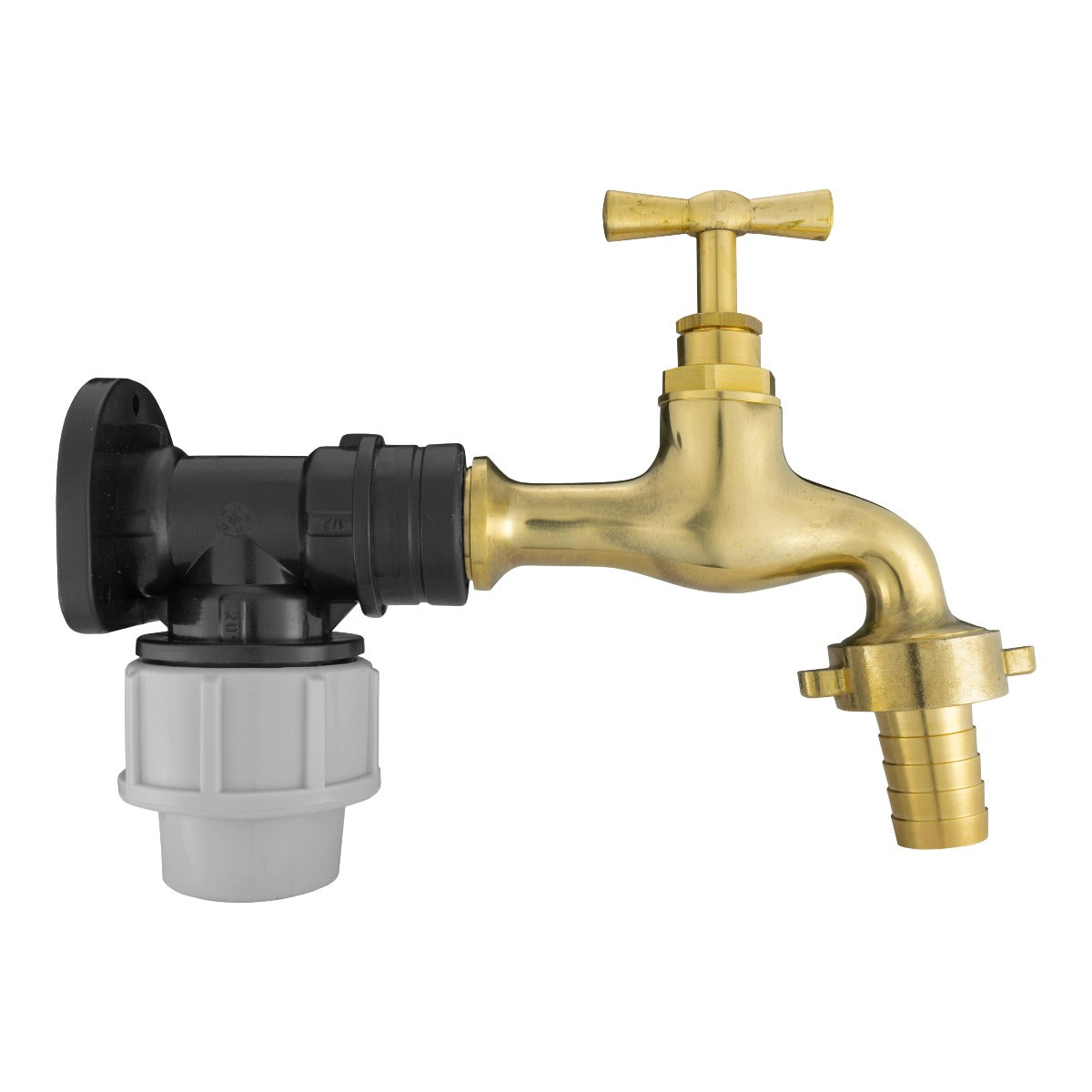 Wall Flange Kit 20mm MDPE With Polished Brass Tap - Best4Trade-Retail Tech Hose & Fittings