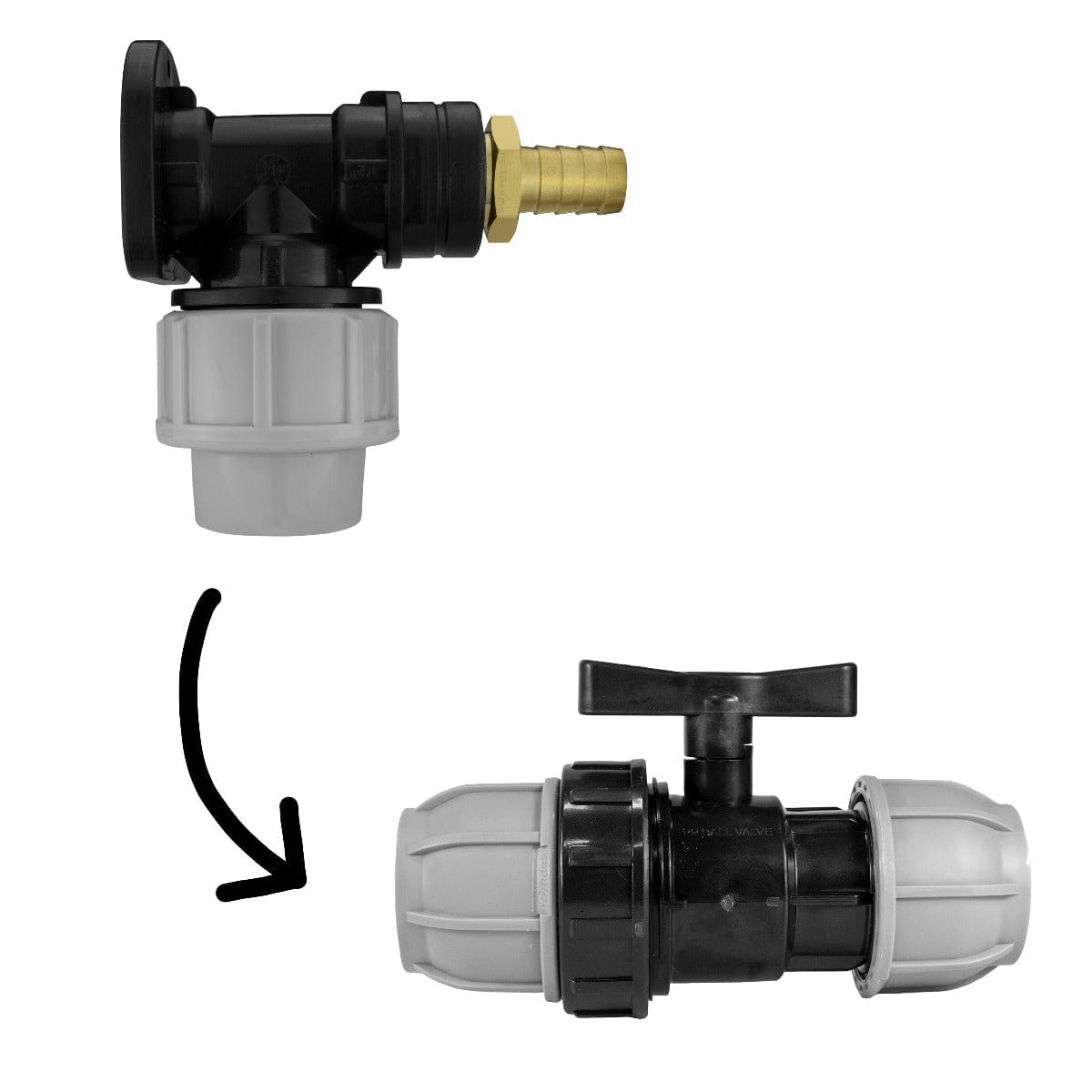 Wall Flange Kit 20mm MDPE + 1/2" Barb Outlet + In Line Valve - Best4Trade-Retail Tech Hose & Fittings