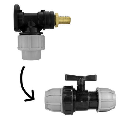 Wall Flange Kit 20mm MDPE + 1/2" Barb Outlet + In Line Valve - Best4Trade-Retail Tech Hose & Fittings