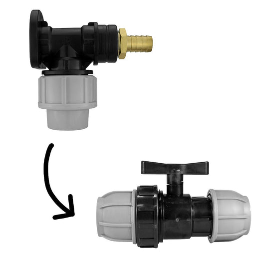 Wall Flange Kit 20mm MDPE + 1/2" Barb Outlet + In Line Valve - Best4Trade-Retail Tech Hose & Fittings