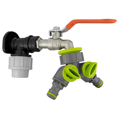 Wall Flange Kit 20mm MDPE - Lever Tap & Two Way Splitter - Best4Trade-Retail Tech Hose & Fittings