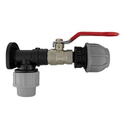 Wall Flange Kit 20mm MDPE - Lever Valve & 25mm MDPE Outlet - Best4Trade-Retail Tech Hose & Fittings