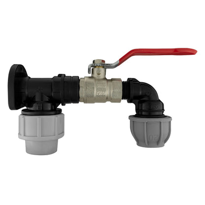Wall Flange Kit 20mm MDPE - Lever Valve & 20mm MDPE Elbow Outlet - Best4Trade-Retail Tech Hose & Fittings