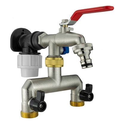 Wall Flange Kit 20mm MDPE - Double Tap with Triple Outlet Thread - Best4Trade-Retail Tech Hose & Fittings