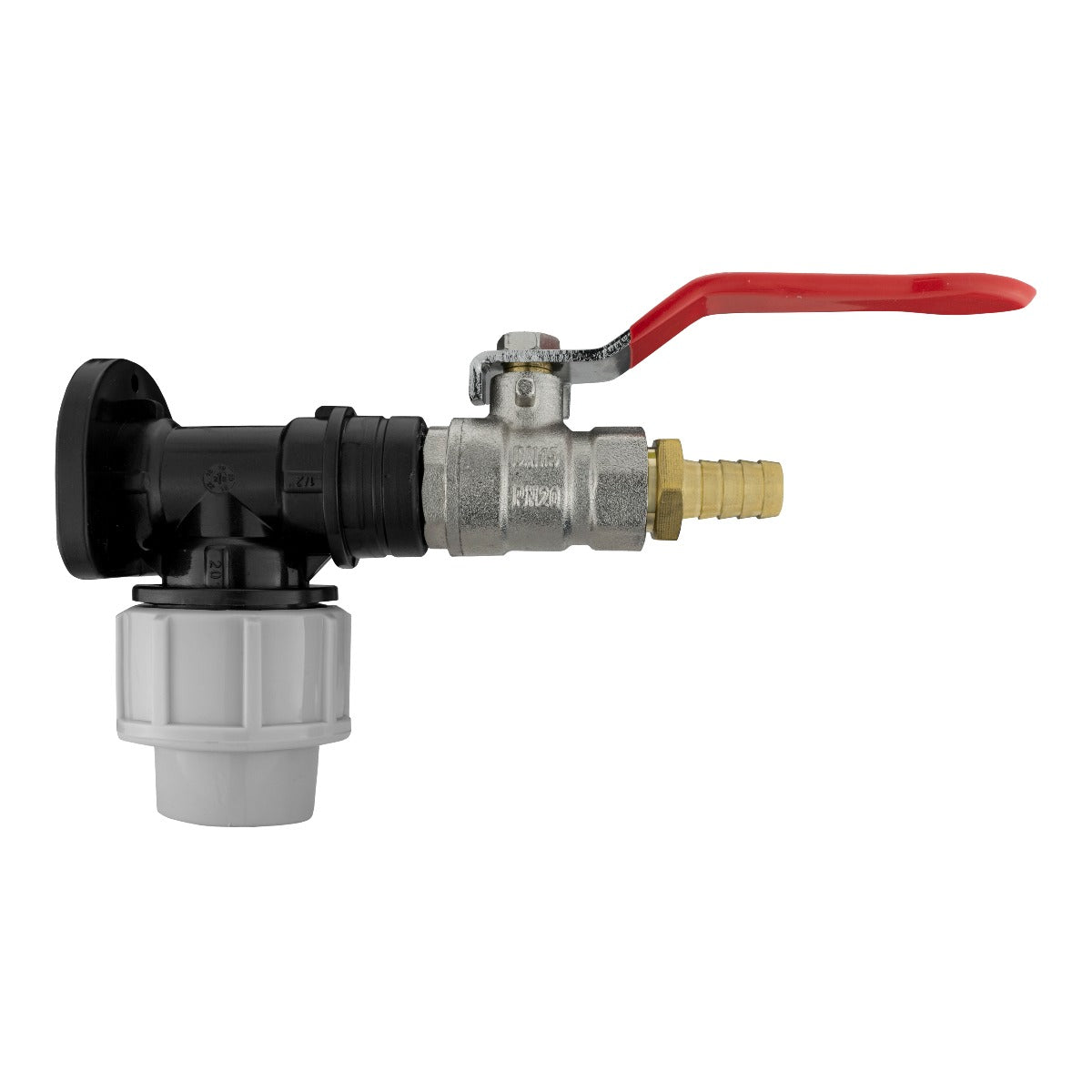 Wall Flange Kit 20mm MDPE - Lever Valve 1/2" Barb - Best4Trade-Retail Tech Hose & Fittings