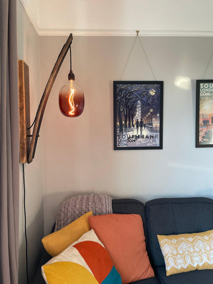 Whiskey Stave Wall Light | Reclaimed Oak Barrel Rustic Wall Lighting UK