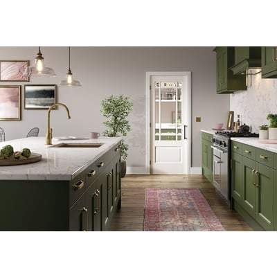 Downham White Primed 9 Glazed Clear Bevelled Light Panels Interior Door - 1981mm x 686mm - LPD Doors