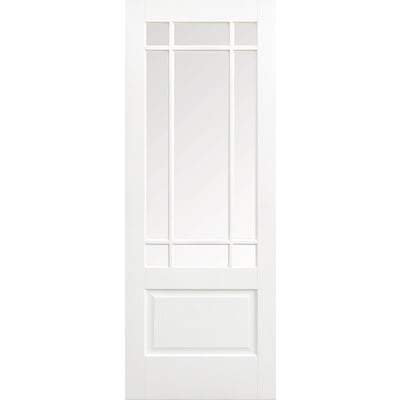 Downham White Primed 9 Glazed Clear Bevelled Light Panels Interior Door - 1981mm x 686mm - LPD Doors