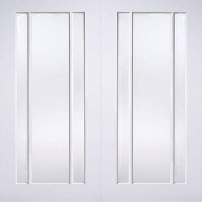 Lincoln White Primed 3 Glazed Clear Light Panels Pair Interior Doors - 1981mm x 1524mm - LPD Doors