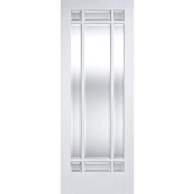 Manhattan White Primed 9 Panel Clear Bevelled Light Panels Interior Door - 1981mm x 838mm - LPD Doors