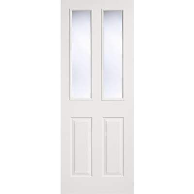 Moulded White Primed 2 Glazed Clear Light Panel Interior Door - 1981mm x 838mm - LPD Doors