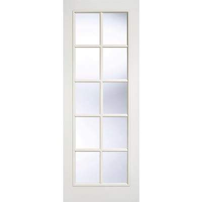 SA Moulded White Primed 10 Glazed Clear Light Panels Interior Door - 1981mm x 686mm - LPD Doors