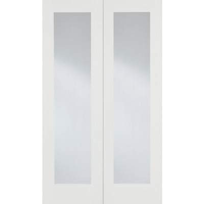 Pattern 20 White Primed 2 Glazed Clear Light Panels Pair Interior Doors - 1981mm x 1372mm - LPD Doors