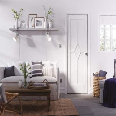 Reims White Primed Interior Fire Door FD30 - 1981mm x 762mm - LPD Doors