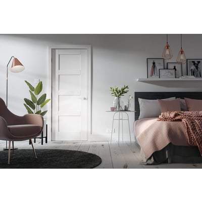 Shaker White Primed 4 Panel Interior Door - 2040mm x 726mm - LPD Doors