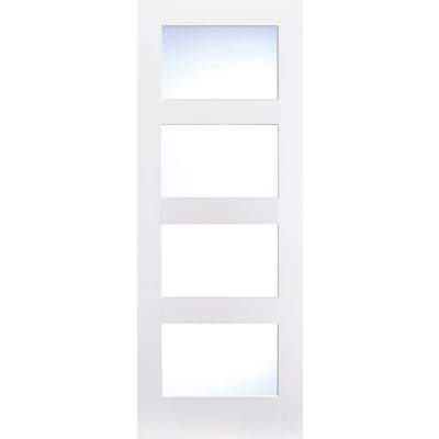 Shaker White Primed 4 Glazed Clear Light Panels Interior Door - 1981mm x 610mm - LPD Doors
