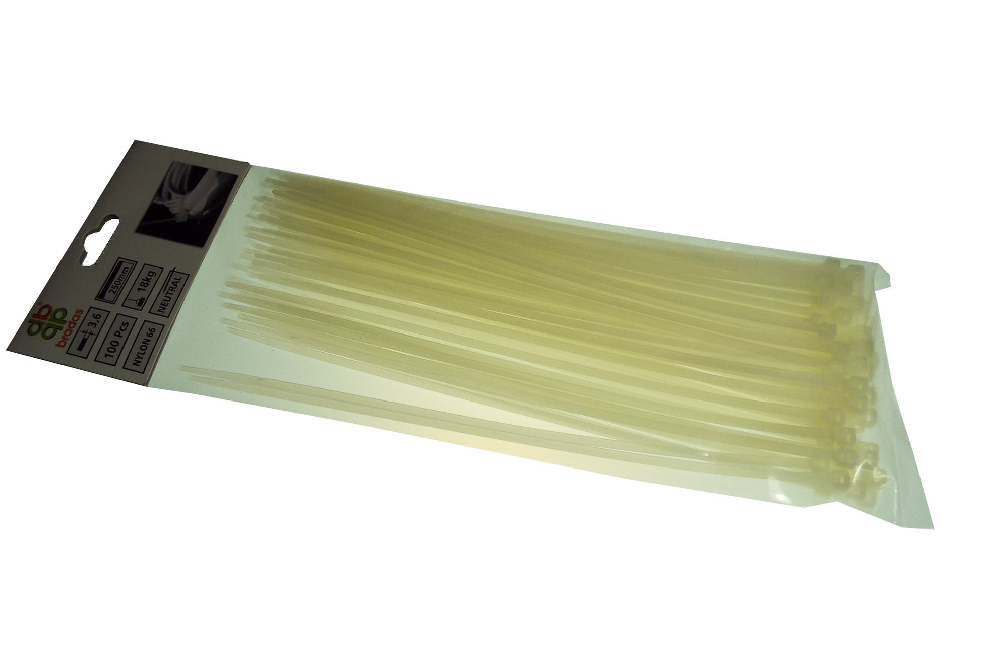 100 Cable Ties (2.5mm x 200mm) Neutral - Best4Trade-Retail Cable ties