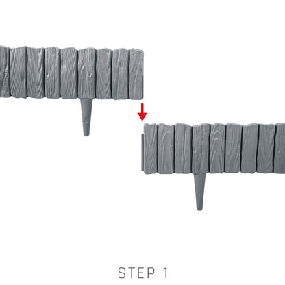 Lawn Edging, Plastic Palisade Wood Effect, 2.32m, Black - Best4Trade-Retail Garden tools & Accesories