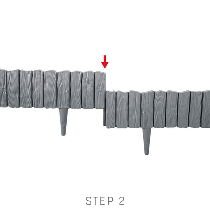 Lawn Edging, Plastic Palisade Wood Effect, 2.32m, Gray - Best4Trade-Retail Garden tools & Accesories