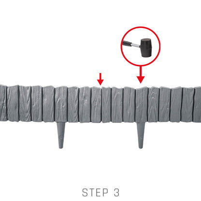 Lawn Edging, Plastic Palisade Wood Effect, 2.32m, Gray - Best4Trade-Retail Garden tools & Accesories