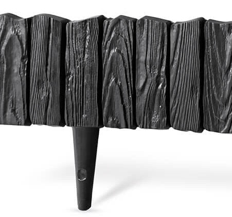 Lawn Edging, Plastic Palisade Wood Effect, 2.32m, Black - Best4Trade-Retail Garden tools & Accesories