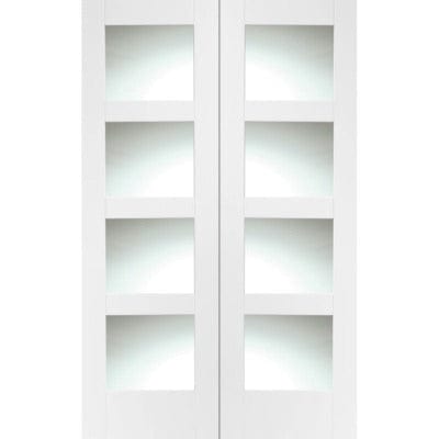 XL Joinery Shaker Internal White Rebated Door Pair with Clear Glass- 1981 x 1372 x 40mm (54") - Build4less