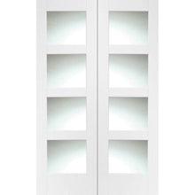 Load image into Gallery viewer, XL Joinery Shaker Internal White Rebated Door Pair with Clear Glass- 1981 x 1372 x 40mm (54&quot;) - Build4less
